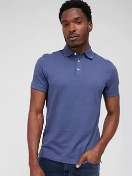 Image of Tommy Hilfiger Mouline Tipped Slim Fit Polo Shirt - Faded Indigo, Faded Indigo Size M Men