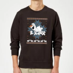 Image of Disney Frozen Christmas Olaf And Snowmens Black Christmas Sweatshirt - M - Black
