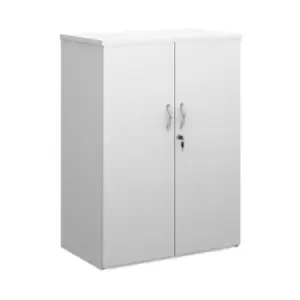 Image of Duo double door cupboard 1090mm high with 2 shelves - white