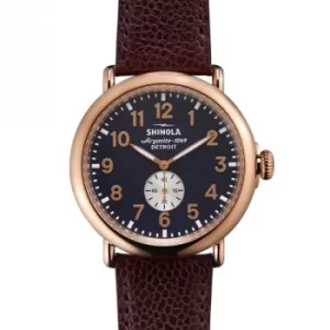 Image of Mens Shinola Runwell 47mm Oxblood Leather Strap Watch