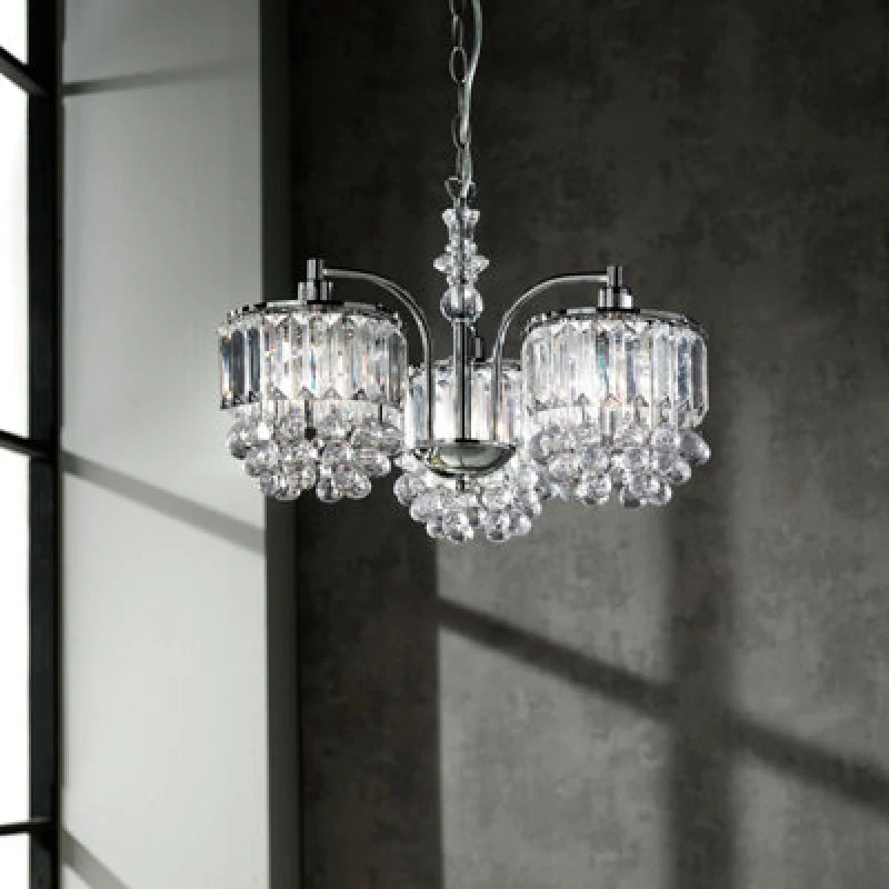 Image of K Living Abraham Flush 3 Light Fitting Acrylic Beaded And Droplet Ceiling Chandelier