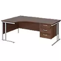 Image of Dams International Left Hand Ergonomic Desk MC18ELP3SW 1,800 x 1,200 x 725 x 800 - 990 mm