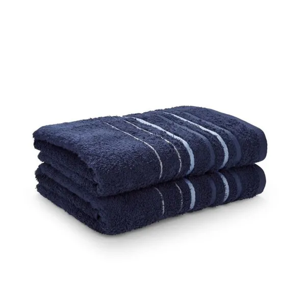 Image of Catherine Lansfield 'Java Stripe' 4 Towel Bale Navy