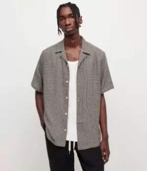 Image of AllSaints Mens Check Lightweight Glendale Shirt, Black and White, Size: M, Black/White