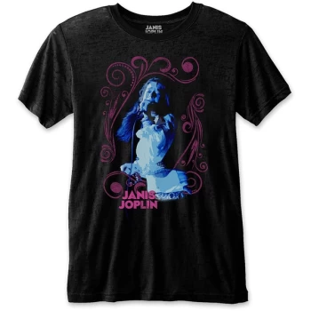 Image of Janis Joplin - Floral Frame Unisex Medium T-Shirt - Black