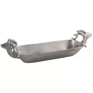 Image of Farrah Collection Deer Display Tray - Aluminium - L17 x W57 x H14cm - Silver