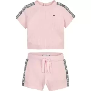 Image of Tommy Hilfiger Baby Waffle Sweatshorts Set - Pink