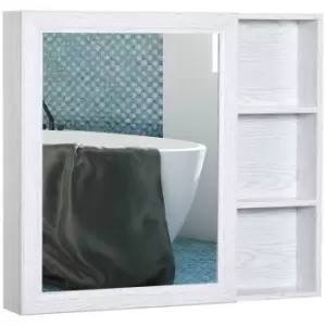 Image of HOMCOM Kleankin Bathroom Cabinet With Mirror Wall Mounted Aluminium Storage Organiser With Single Mirrored Door and 3-tier Shelves - White