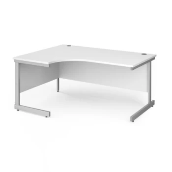 Image of Office Desk Left Hand Corner Desk 1600mm White Top With Silver Frame 1200mm Depth Contract 25