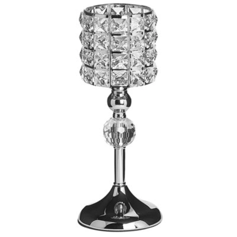 Image of Beliani Candle Holder Avord Glass 33cm Silver