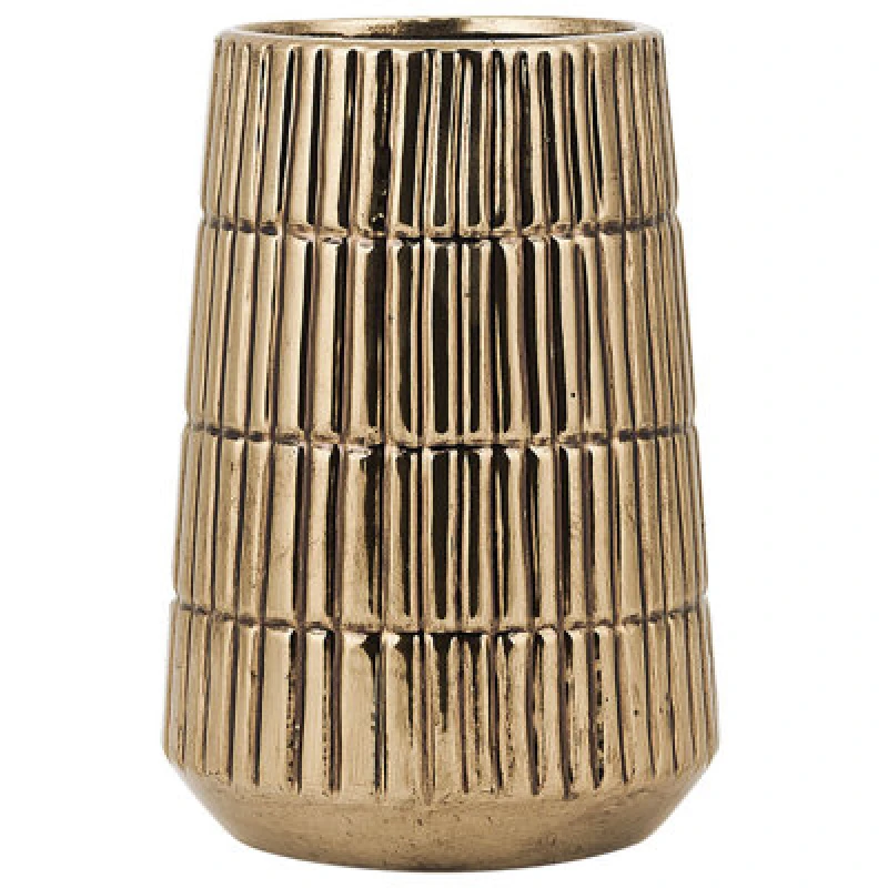 Image of Beliani Decorative Vase Qanawat Stoneware 22cm Gold