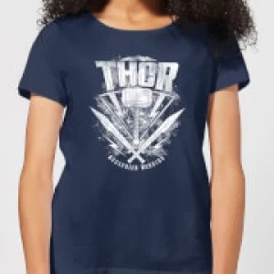 Image of Marvel Thor Ragnarok Thor Hammer Logo Womens T-Shirt - Navy - M