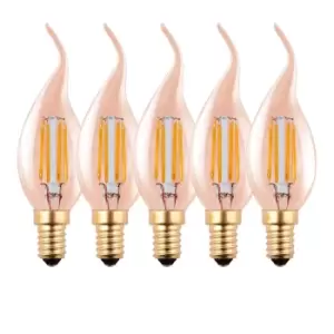 Image of 4.5 Watts E14 LED Bulb Amber Flame Tip Warm White Dimmable, Pack of 5
