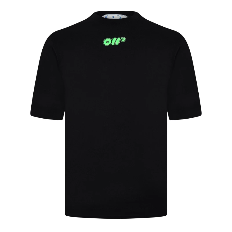 Image of Off White Mens Skate Short-Sleeve T-Shirt Black/Green Flu male XXS