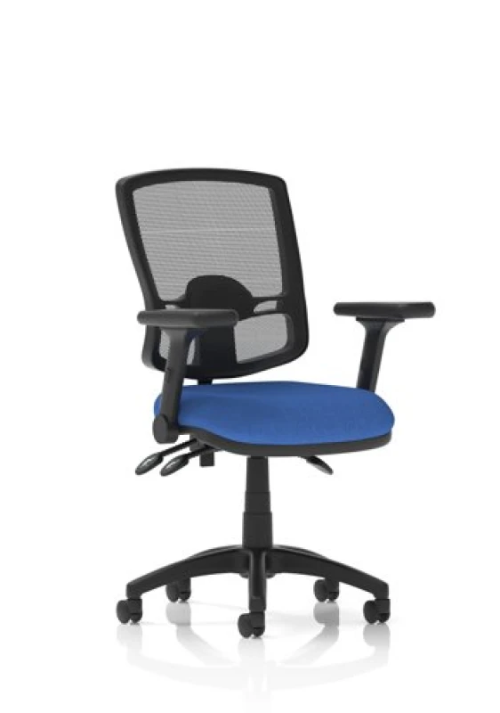 Image of Eclipse Eclipse Plus III Deluxe Mesh Back With Blue Seat With Height Adjustable And Folding Arms DE03DMBLFD