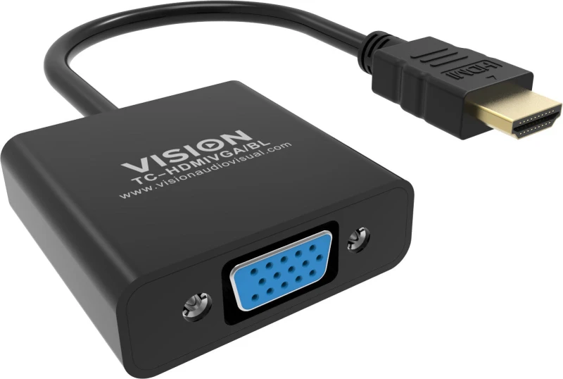 Image of Vision Vision TC-HDMIVGA/BL video cable adapter 0.23 m HDMI Type A (Standard) VGA (D-Sub) Black TC-HDMIVGA/BL