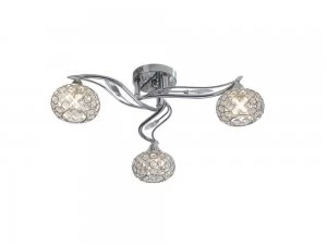 Image of Flush Ceiling 3 Light Polished Chrome, Crystal