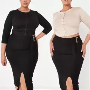 Image of Missguided Button Front Long Sleeve Crop Top - Neutral