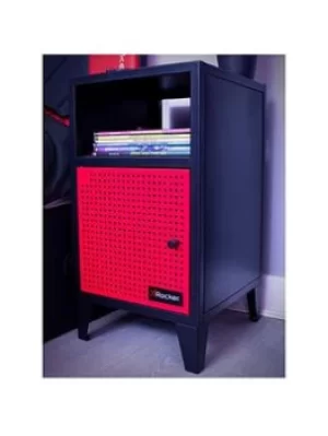 Image of MESH-TEK Side Cabinet with Single Cube Storage, Black/Red