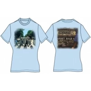 Image of Abbey Road Ladies Light Blue Vintage Print TShirt: Medium