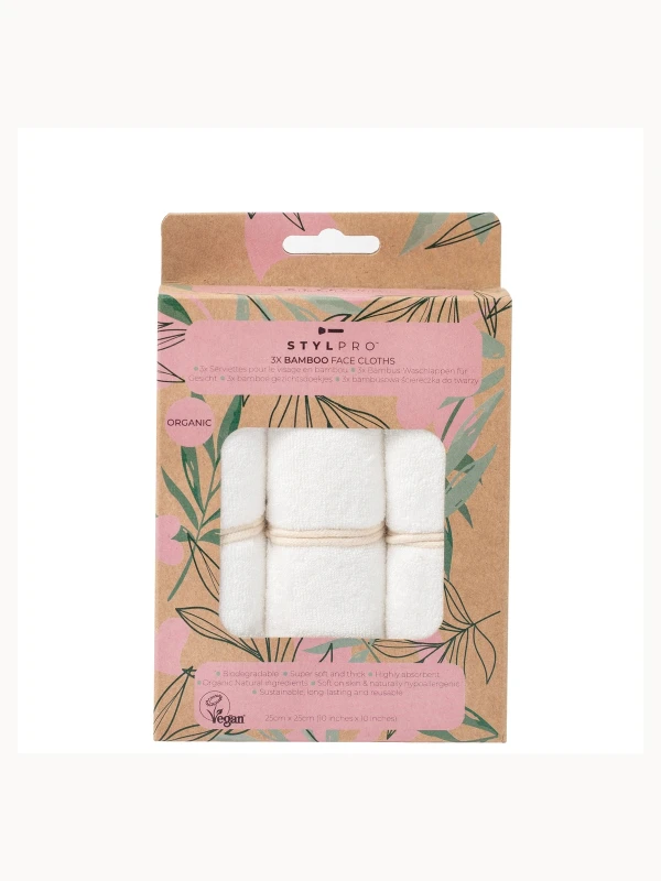 Image of Stylideas Stylpro Bamboo Face Cloths White unisex