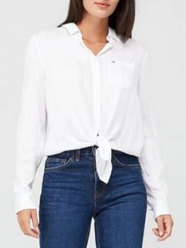 Image of Tommy Jeans Front Knot Shirt - White