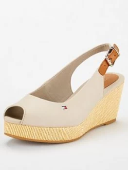 Image of Tommy Hilfiger Iconic Elba Sling Back Wedges - Stone