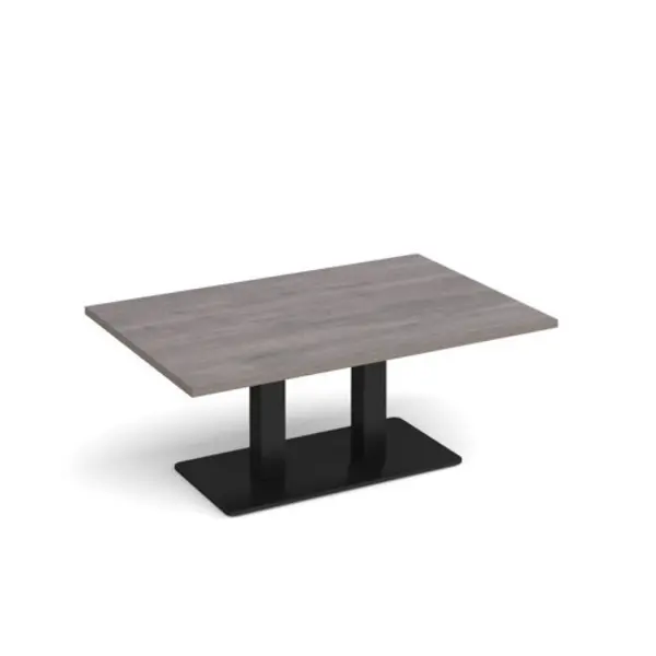 Image of Eros Eros rectangular coffee table with flat Black rectangular base and twin uprights 1200mm x 800mm - grey oak ECR1200-K-GO