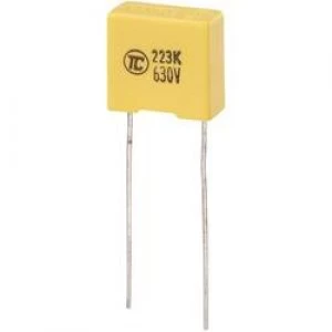 Image of MKS thin film capacitor Radial lead 0.022 uF 630 Vdc 5 10 mm L x W x H 13 x 6 x 12mm