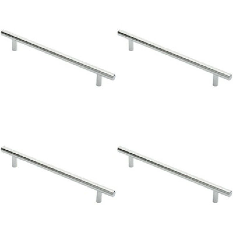 Image of Loops 4x Round T Bar Cabinet Pull Handle 252 x 12mm 192mm Fixing Centres Chrome Multi unisex
