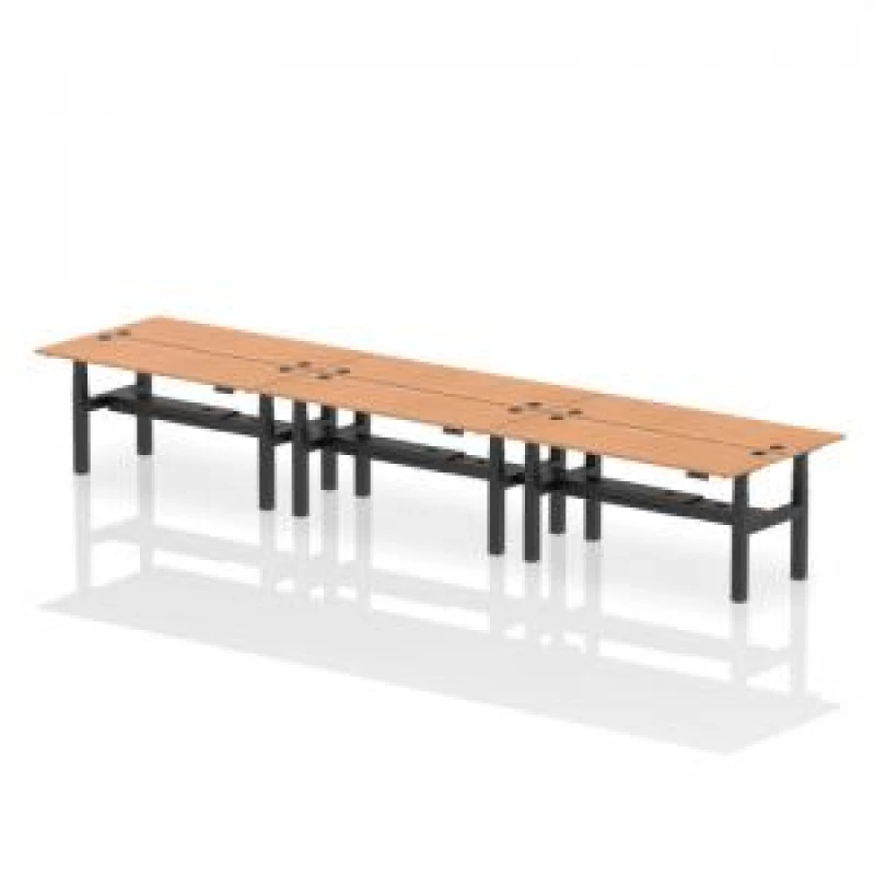 Image of Air Back-to-Back 1800 x 600mm Height Adjustable 6 Person Bench Desk DYNHA02592