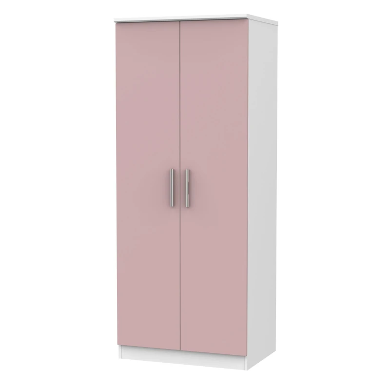 Image of Harrow 2 Door Wardrobe In Kobe Pink & White (Ready Assembled)