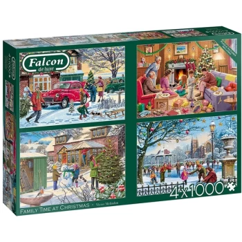 Image of Falcon de luxe Family Time at Christmas 4-Pack Jigsaw Puzzle - 1000 Pieces