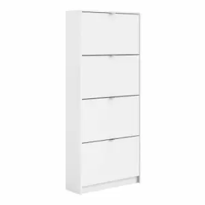 Image of Shoes Hallway Storage Cabinet With 4 Tilting Doors And 2 Layers White