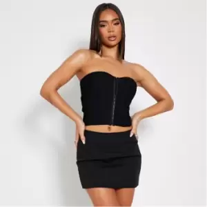 Image of I Saw It First Bandage Front Seam Detail Bandeau Corset - Black