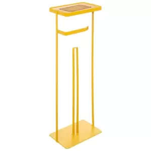 Image of Modern Toilet Roll Holder with Shelf Yellow