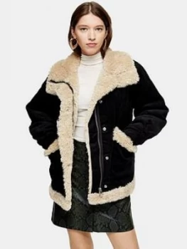 Image of Topshop Borg Lined Jacket - Black