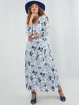 Image of Joe Browns The Willow Boho Dress -blue/white, Blue, Size 10, Women