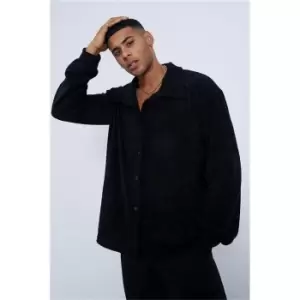 Image of I Saw It First Boxy Oversized Sherpa Shacket - Black