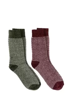 Image of Twin Pack Wool Blend Textured Socks