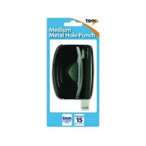 Image of Tiger Medium Metal 2 Hole Punch, Black Pack of 6 301517