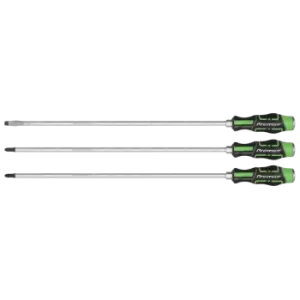 Image of Extra-long Hammer-thru Screwdriver Set Hi-vis Green 450mm 3 Piece