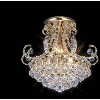 Image of Pearl 9-light ceiling light in gold / crystal