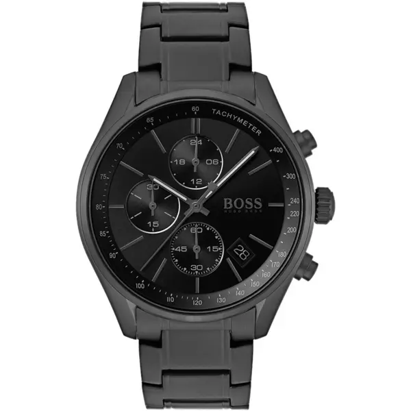Image of Hugo Boss Hugo Boss 1513676 Mens Grand Prix Black Chronograph Quartz Watch Black