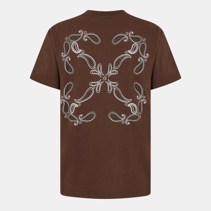 Image of Off White Mens Bandana T-Shirt Chocolate-White male XS