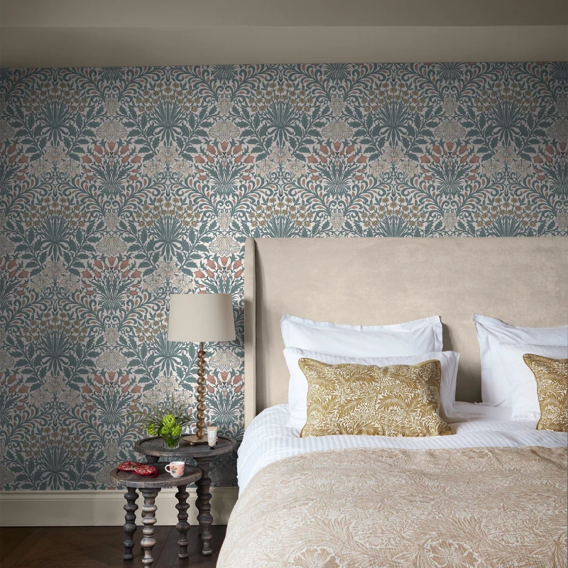 Image of William Morris at Home Garden Dusty Blue Wallpaper Dusty Blue unisex One size