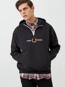 Image of Fred Perry Embroidered Half Zip Jacket - Black Size M Men