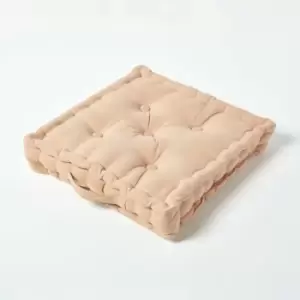 Image of Homescapes - Cotton Natural Beige Floor Cushion, 40 x 40cm - Natural