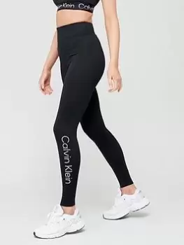 Image of Calvin Klein Performance Logo Full Length Legging - Black, Size S, Women