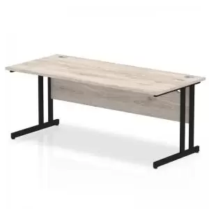 Image of Impulse 1800 x 800mm Straight Desk Grey Oak Top Black Cantilever Leg